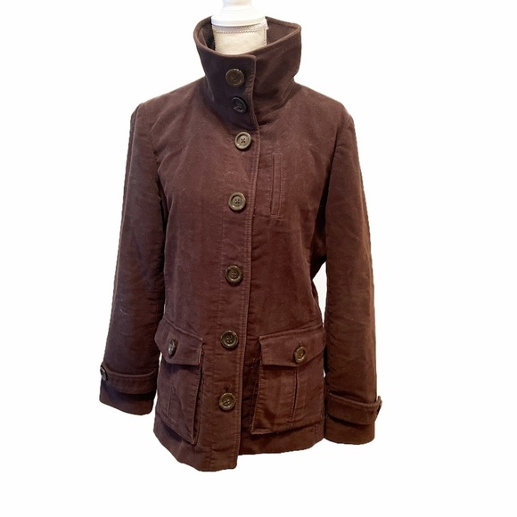 GAP chocolate brown suede like fabric medium weight jacket size large - Picture 1 of 7